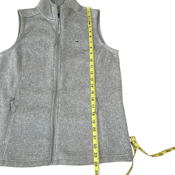 Vineyard Vines Martha’s Vineyard Full Zip Knit Fleece Vest Gray Size Small Fall - Picture 4 of 16